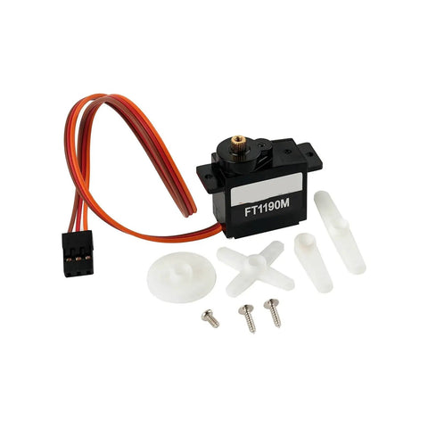 Compact Yet Kickass 9 Gram Servo With Rock Solid Metal Gearbox And Three Point Five Kilograms Of Heavy Duty Torque Offering A Smooth Two Hundred Degree Sweep, includes accessories.