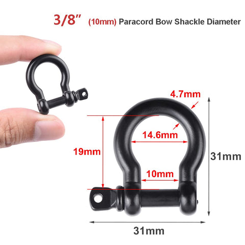10 Pack Metal Bow Shackle 3/8 Inch 10mm Heavy Duty For Emergency Survival Gear Paracord Bracelets Detachable Bolt Design