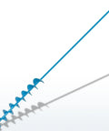 Blue 32 Inch Garden Auger Drill Bit with long handle and 7 blades for planting; no squat post hole digger tool