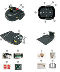 Components of Smart Automatic Robotic Lawn Mower With Self Charging And Rain Avoidance, including parts and accessories.