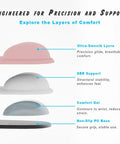 Cross-section view showing the Pink Gel Wrist Rest Mouse Pad For Desk And Gaming with silicone surface and rubber base layers.