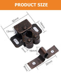 Coffee Color Double Roller Cabinet Door Latches And Catches Pack Of 20 In Cold Rolled Steel with dimensions shown
