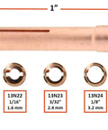 Pro Grade TIG Welding Consumables Kit With Gas Lens For 9/20/25 Series Torches, shown 1/16, 3/32, 1/8 inch collets