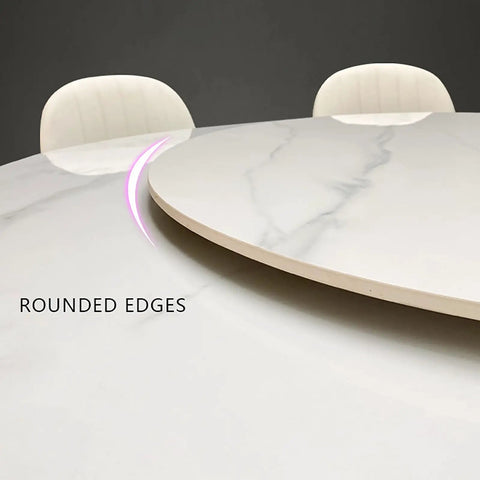 Round Rotating Serving Plate With Non Slip Marble Surface 12mm Thick Lazy Susan Kitchen Turntable showing rounded edges.