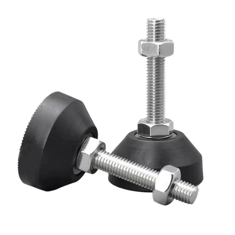 Adjustable Furniture Leveling Feet With Swivel Base And M12 Thread, carbon steel, nylon foot pads for stability on uneven surfaces.