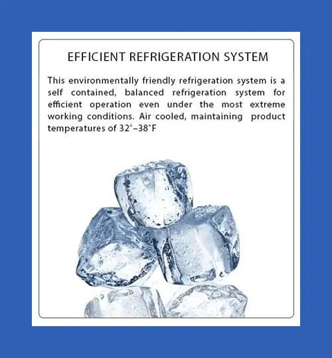 Chef Approved Commercial Reach In Refrigerator Featuring Bottom Mount Compressor And Slick Stainless Steel Finish Built Hella Tough For Hot Kitchens And Zero Sweat Service with ice cubes.