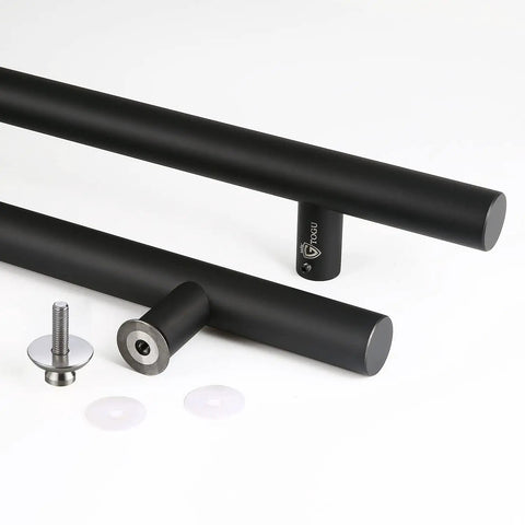 60 Inch Double Sided Push Pull Door Handle Built To Last Heavy Duty Stainless Steel Ladder Pull For Commercial Glass Wood Barn And Metal Doors Matte Black Finish 59.06 Inch Length 47.24 Inch Mount Spacing 2.05 Inch Standoff, matte black
