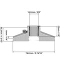Caliper Depth Base T Bar Attachment for Dial Digital and Vernier Calipers, Carbon Steel Hardened, side view with measurements.