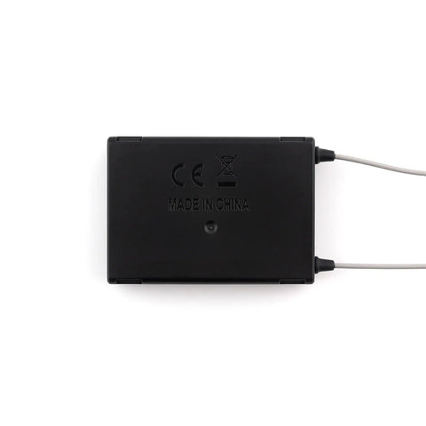 Back view of Flysky FS-SR12 Receiver 2.4GHz 12CH ANT Protocol with dual antennas for RC models, showing CE mark.