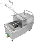 Shop Ready Commercial Fryer Filter Cart With Fifteen Gallon Stainless Steel Tank Rock Solid Frame Easy Glide Wheels with spout.