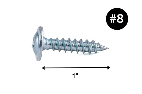 Number 8 X 1 Inch Zinc Plated Truss Head Wood Screws 100 Pack Phillips Drive Carbon Steel Fasteners shown from the side view.