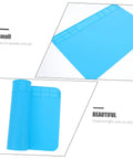 Heavy Duty Silicone Soldering Mat Heat Resistant Workbench Repair Pad For Phones Tablets PC And Watches Top Shelf Non Slip Tech Workshop Desk Gear No Hassle, blue color, small size, flexible design.
