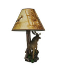 Wildlife Moose Table Lamp With A 12 Inch Forest Print Lampshade For Living Rooms Cabins And Bedrooms Delivers Cozy Warm Glow