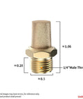 One Quarter Inch Male Thread Sintered Bronze Exhaust Muffler Silencer For Pneumatic Systems, shown with dimensions