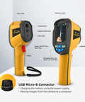 Portable Handheld Infrared Thermal Imager With Laser Pointer, 160 By 120 IR Resolution, front and side view