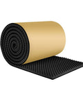 Heavy Duty Self Adhesive Acoustic Foam Rolls With Egg Crate Design For Killer Soundproofing and Dead Quiet Room Vibes in black.
