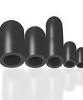 Vacuum hose caps, six black rubber caps, assorted sizes (front view)