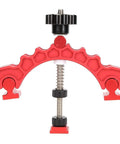 Heavy Duty Aluminum T Track Clamp for Woodworking with Adjustable T Slot and Pivot Points shown from front view