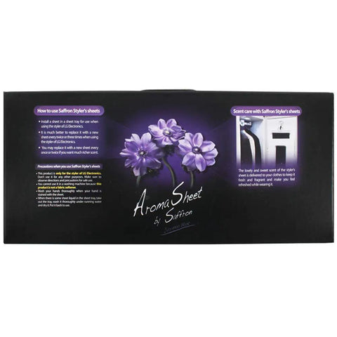 Back of Pear And Freesia Scent Aroma Sheets For Your Clothing Care System Jasmin Blue 20 Sheets packaging with instructions