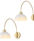 Modern Led Wall Sconce Adjustable Iron Bedside Lamp With E26 E27 Base Sleek Nordic Design Chill Ambient Glow Vibe Up Your Living Room Bedroom Layout Today - dual wall sconces with gold finish and white glass shades.
