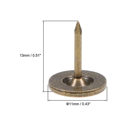 Top Notch Decorative Upholstery Nails Featuring Slick Bronze Finish Perfect For Sofas And Headboards Heavy Duty Flat Head Tack Hardware, 11mm by 13mm.