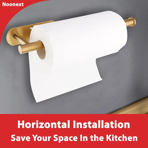 Self Adhesive Paper Towel Holder Under Cabinet Mount No Drilling 13.2 Inch Bar Brushed Gold Stainless Steel SUS304