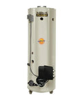 Heavy Duty Commercial Water Heater 86 Gallon Tank Type Natural Gas 270000 BTU side view with powered burner and barometric draft.