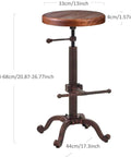 Industrial Retro Farm Tractor Stool Swivel Height Adjustable Bar Stool For Kitchen Counter Copper Finish Cast Iron Frame With 13 Inch Pine Seat Durable Comfortable Workhorse For Home Bar And Casual Dining