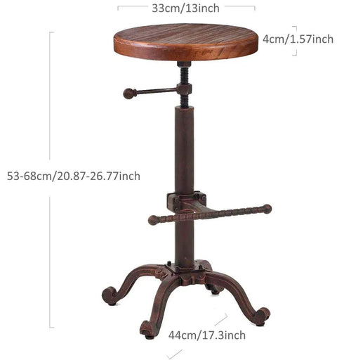 Industrial Retro Farm Tractor Stool Swivel Height Adjustable Bar Stool For Kitchen Counter Copper Finish Cast Iron Frame With 13 Inch Pine Seat Durable Comfortable Workhorse For Home Bar And Casual Dining