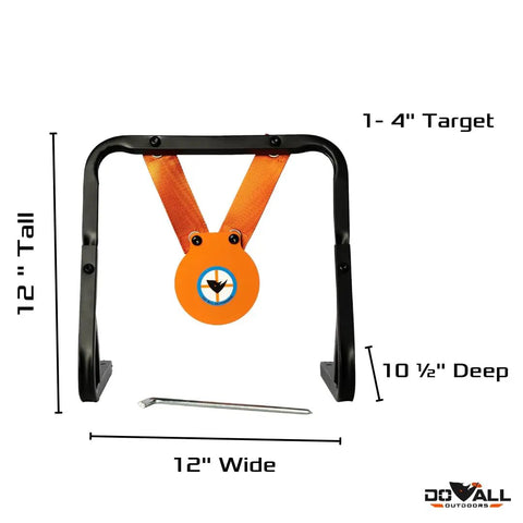 Mini Gong Steel Shooting Target For.22 Caliber With Stand, Four Inch Plate, Powder Coated, 12 Inch Frame Dimensions Shown