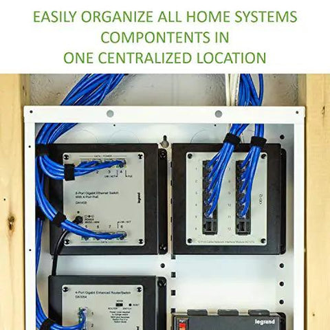 14 Inch In Wall Cable Management Media Box with 20 Gauge Steel Enclosure for Structured Wiring, installed view.