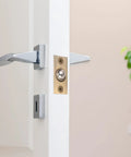 Stunning Golden Roller Latch With Adjustable Tension For Closet Cupboard Door Hidden Beads Lock Hardware on white door.