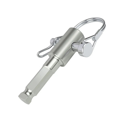 Seven Sixteenth Inch Hex Shank Auger Bit Adapter D for DDG460 in silver, fits Makita, cordless augers, heavy duty torque transfer