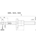 Technical drawing of BK25 and BF25 components for Kickass Pro Level HGR30 Linear Guide Rail Kit Featuring Four HGH30CA Slider Blocks Paired With Slick SFU3205 Ball Screw Assembly For Heavy Duty CNC Engravers 1400mm.
