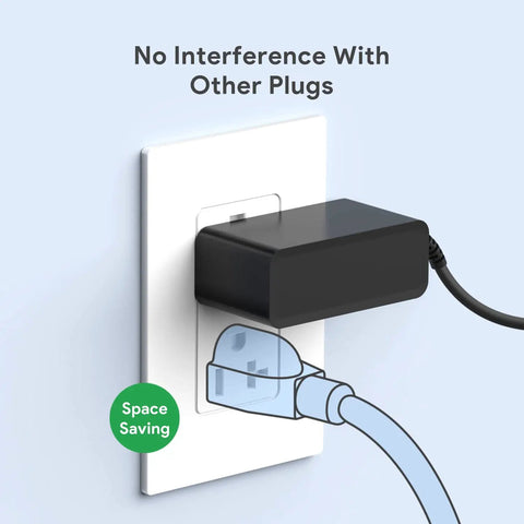 20W AC Power Brick For ResMed AirMini AutoSet Travel CPAP Machine 24V 0.83A Charger Cord Replacement Wall Unit shown plugged into outlet