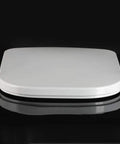 Heavy Duty Square Toilet Seat Boasting Dead Quiet Soft Close Hinges And Ridiculously Simple Quick Release Hardware Painted In Crisp White Durable Duroplast for standard bathrooms, top view