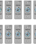10 Pack Round Stainless Steel Exit Button For Access Control Indoor Outdoor Weatherproof IP65 19mm with Blue LED Indicator
