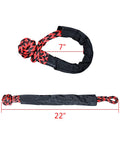 Four Piece Intertwine Black And Red Soft Shackle Rope Set With Protective Sleeve For Off Road Recovery And Towing 38000 Lbs Breaking Strength