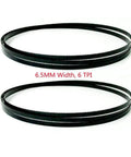 Top Shelf Sk5 Carbon Steel Bandsaw Blades Two Pack compatible with Scheppach, 6.5mm wide, 6 TPI for woodworking.