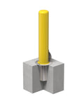 4X36 Inch Badass Removable Bollard With Embedment Sleeve Powder Coated Yellow Carbon Steel in concrete anchor.