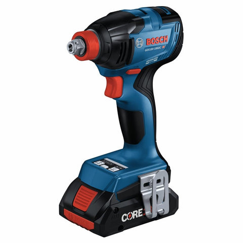 18V Connected Ready Two In One Impact Driver And Socket Wrench Kit with Core18V 4Ah Battery, side view.