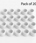 Pack of 20 white PVC External End Cap For Three Quarters Inch Schedule Forty Pipe With One Point Zero Five Inch Outer Diameter
