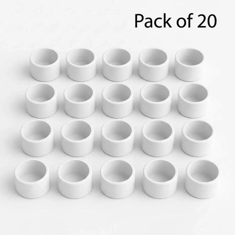 Pack of 20 white PVC External End Cap For Three Quarters Inch Schedule Forty Pipe With One Point Zero Five Inch Outer Diameter