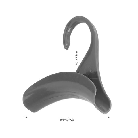 Close-up of a single gray plastic hook from the 10 Pack Hanging Purse Hanger Hooks For Handbags Backpacks And Scarves Plastic Closet Organizer Clips