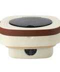 Ultra Compact Portable Washing Machine 8.5 Liter Foldable Mini Laundry Tub with black lid and khaki body, ideal for baby clothes.