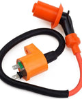 High Performance GY6 Ignition Coil Kit For 50cc 125cc 150cc Scooters ATVs Mopeds Go Karts And Dirt Bikes With 6 Pin CDI And 3 Electrode Spark Plug Fits TaoTao Roketa Buyang Coolspor Honda TRX200 Series Race Ready showing coil and wiring