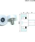 10 Pack 19 Mm OD POM Drawer Track Bolt Roller DR19 C1L8W6M6 Furniture Slide Wheel with diagram and view of bolt