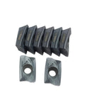 Durable Indexable Carbide Lathe Tool R390 11T308 PM For Turning Steel And Stainless, six inserts on white background.