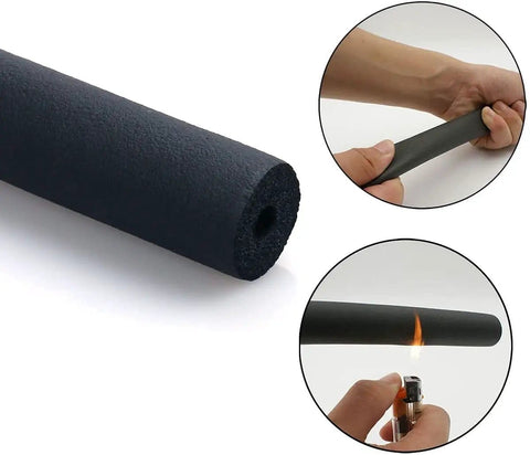 Two Pack Foam Insulation Hose For Air Conditioning, 0.24 In ID By 0.35 In Thick, 5.9 Ft Black Tubing demonstrating flexibility and heat resistance.