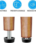 Close-up view of One Quarter Inch Threaded Furniture Feet Levelers 20 Pack Adjustable with inserts, shown preventing damage and reducing noise.